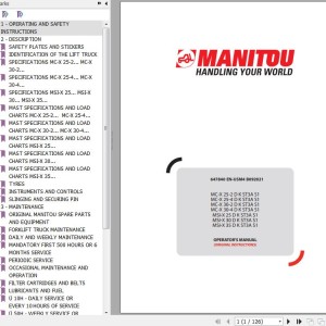 Manitou MC-X 25-2 D K ST3A S1 MC-X 25-4 D K ST3A S1 MC-X 30-2 D K ST3A S1 MC-X 30-4 D K ST3A S1 Operator's Manual 647840