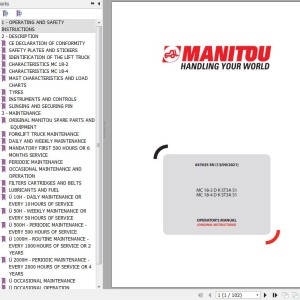 Manitou MC 18-2 D K ST3A S1 MC 18-4 D K ST3A S1 Operator's Manual 647635