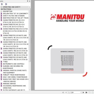 Manitou MC 25-2 D K ST3A S1 To MSI 35 D K ST3A S5 Operator's Manual 647690