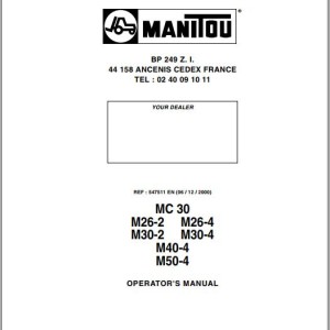 Manitou MC 30 MC 26-2 MC 26-4 MC 30-2 MC 30-4 MC 40-4 MC 50-4 Operator's Manual 547511