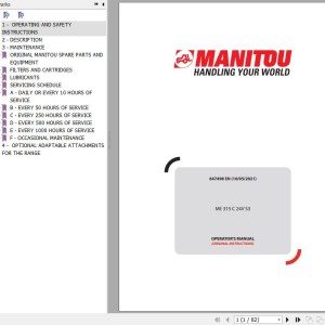 Manitou ME 315 C 24V S3 Operator's Manual 647498 EN