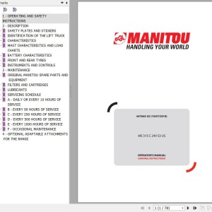 Manitou ME 315C 24V S3 US Operator's Manual 647665 US