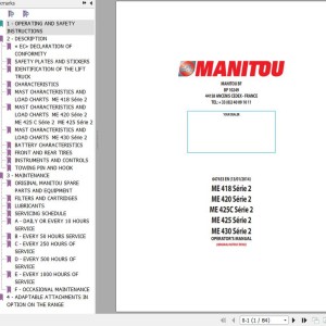 Manitou ME 418 Series 2 ME 420 Series 2 ME 425C Series 2 ME 425 Series 2 ME 430 Series 2 Operator's Manual 647453