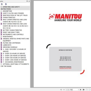 Manitou ME 418 48V S3 US ME 420 48V S3 US ME 425 C 48V S3 US Operator's Manual 647666 US