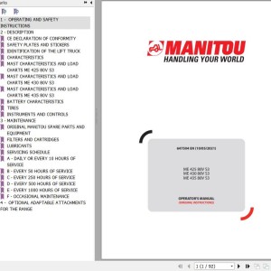 Manitou ME 425 80V S3 ME 430 80V S3 ME 435 80V S3 Operator's Manual 647504
