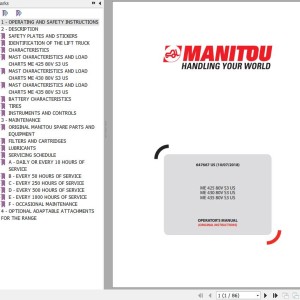 Manitou ME 425 80V S3 US ME 430 80V S3 US ME 435 80V S3 US Operator's Manual 647667 US