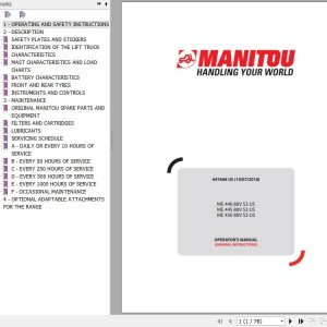 Manitou ME 440 80V S3 US ME 445 80V S3 US ME 450 80V S3 US Operator's Manual 647668 US