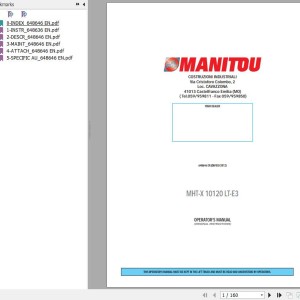 Manitou MHT-X 10120 LT-E3 Operator's Manual 648646 EN