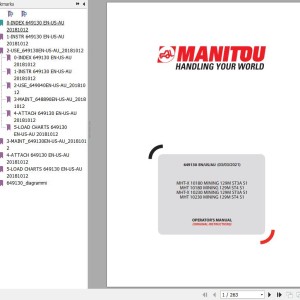 Manitou MHT-X 10180 MINING 129M ST3A S1 To MHT 10230 MINING 129M ST4 S1 Operator's Manual 649130 EN US AU
