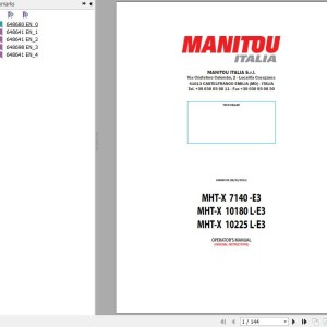 Manitou MHT-X 7140 Turbo E3 MHT-X 10180 Turbo L-E3 MHT-X 10225 Turbo L-E3 Operator's Manual 648680 EN