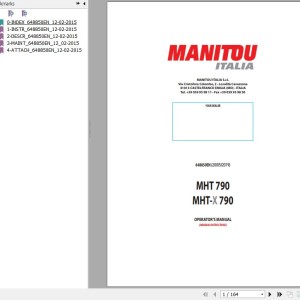 Manitou MHT 790 MHT-X 790 Operator's Manual 648850 EN US AU