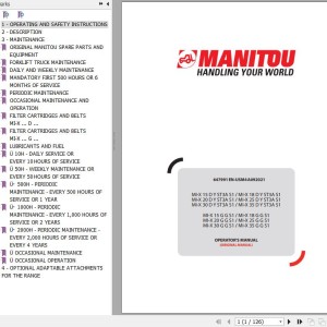 Manitou MI-X 15 D Y ST3A S1 To MI-X 35 G G S1 Operator's Manual 647991EN-USM4A092021