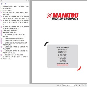Manitou MI-X 40 D E3 S1 To MI 50 G S1 Operator's Manual 647499