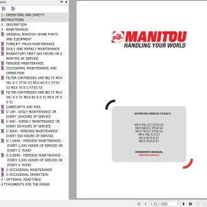 Manitou MI-X 50L DC ST3A S3 To MI-X 70 G G S1 Operator's Manual 647993EN-USM2A122021