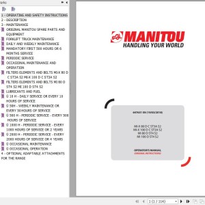 Manitou MI-X 80 D C ST3A S2 MI-X 100 D C ST3A S2 MI 80 D ST4 S2 MI 100 D ST4 S2 Operator's Manual 647651