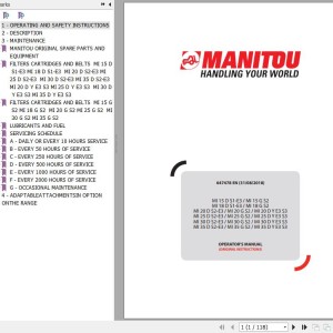 Manitou MI 15 D S1-E3 To MI 35 D Y E3 S3 Operator's Manual 647478