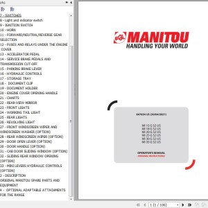 Manitou MI 15 G S2 US To MI 35 G S2 US Operator's Manual 647654 US