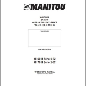 Manitou MI 60 H Series 1-E2 MI 70 H Series 1-E2 Operator's Manual 547877