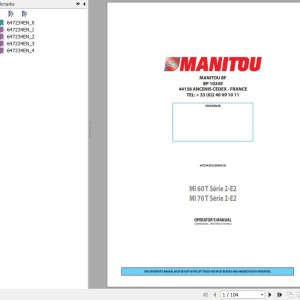 Manitou MI 60 T Series 2-E2 MI 70 T Series 2-E2 Operator's Manual 647234