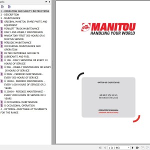 Manitou MI 80 D ST4 S2 US MI 100 D ST4 S2 US Operator's Manual 647709 US