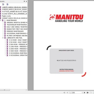 Manitou MLA-T533 145 V PLUS D ST4 S1 Operator's Manual 649210 US