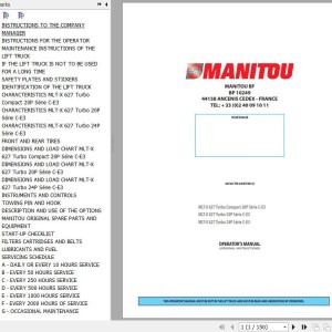 Manitou MLT-X 627 Turbo Compact 20P Series C-E3 To MLT-X 627 Turbo 24P Series C-E3 Operator's Manual 647427 EN