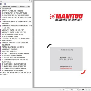 Manitou MLT-X 840 137 ST3A MLT-X 1040 L137 ST3A Operator's Manual 647465 EN