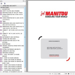 Manitou MLT-X 840 140 PS JD ST3A S1 MLT-X 1040 140 PS L JD ST3A S1 Operator's Manual 647601 EN