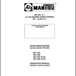 Manitou MLT 523 MLT 526 MLT 523 Turbo MLT 526 Turbo Operator's Manual & Parts catalog 547006 FR EN