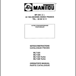 Manitou MLT 523 MLT 526 MLT 523 Turbo MLT 526 Turbo Operator's Manual & Parts catalog 547006 FR EN