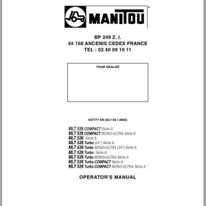 Manitou MLT 526 Series A Operator's Manual 547777 EN