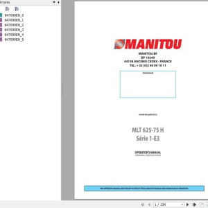 Manitou MLT 625 75 H Series 1-E3 Operator's Manual 647090 EN