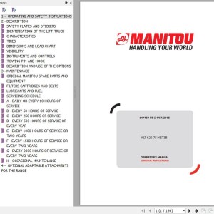 Manitou MLT 625 75 H ST3B Operator's Manual 647459 US