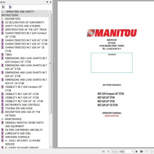Manitou MLT 629 Compact 20 ST3B To MLT 629 24 CE ST3B Operator's Manual 647178 EN