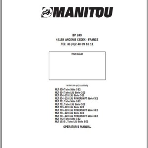 Manitou MLT 630 Turbo Series C-E2 To MLT 1035 L Turbo LSU Series 3-E2 Operator's Manual 547971 EN