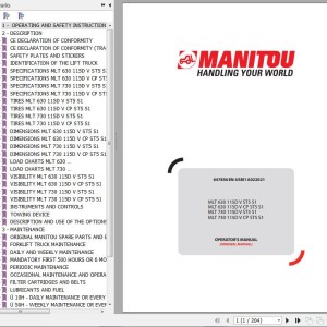 Manitou MLT 630 115D V ST5 S1 to MLT 730 115D V CP ST5 S1 Operator's Manual 647856EN-USM1A022021