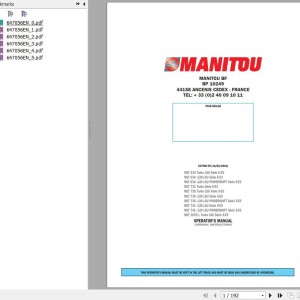 Manitou MLT 634 Turbo LSU Series E-E3 To MLT 1035 L Turbo LSU Series 5-E3 Operator's Manual 647056 EN