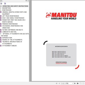 Manitou MLT 635 130 PS D ST4 S1 To MLT 733 105D ST4 S1 TRACT LSU Operator's Manual 647599 EN