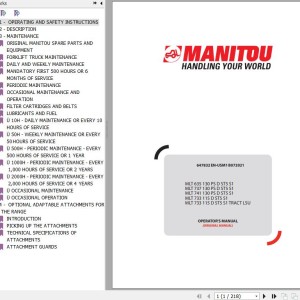 Manitou MLT 635 130 PS D ST5 S1 To MLT 733 115D ST5 S1 TRACT LSU Operator's Manual 647832EN-USM1B072021