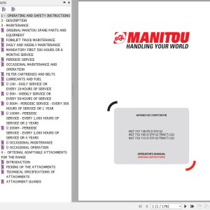 Manitou MLT 737 130 PS D ST4 S2 MLT 733 105D ST4 S2 TRACT LSU LT733 115D ST4 S3 TRACT LSU Operator's Manual 647663 US