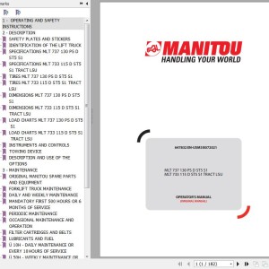 Manitou MLT 737 130 PS D ST5 S1 MLT 733 115D ST5 S1 TRACT LSU Operator's Manual 647832EN-USM3B072021