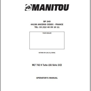 Manitou MLT 742 H Turbo LSU Series 2-E2 Operator's Manual 547856 EN