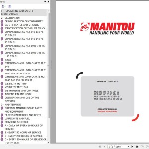 Manitou MLT 840 115 PS JD ST4 S2 to MLT 1040 145 PS L JD ST4 S1 Operator's Manual 647600 EN