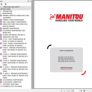 Manitou MLT 840 115 PS JD ST4 S3 To MLT 1040 145 PS L JD ST4 S2 Operator's Manual 647671 US