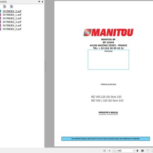 Manitou MLT 845 120 LSU Series 3-E3 MLT 940 L 120 LSU Series 3-E3 Operator's Manual 547980 EN