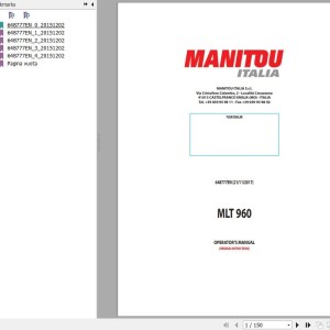 Manitou MLT 960 Operator's Manual 648777 EN