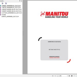 Manitou MLT 960 104 JD ST4 S2 Operator's Manual 649090 EN US