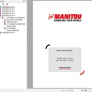 Manitou MLT 961 160 V+L Y ST5 S1 MLT-X 961 160 V+L Y ST3A S1 Operator's Manual 649330EN AU-USA092021