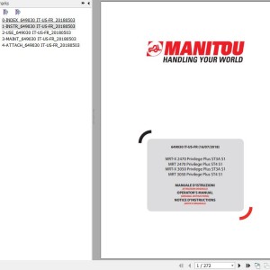 Manitou MRT-X 2470 Privilege Plus ST3A S1 To MRT 3050 Privilege Plus ST4 S1 Operator's Manual 649030 IT US FR