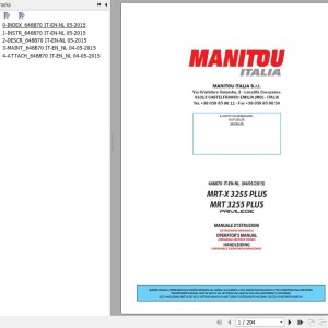 Manitou MRT-X 3255 Plus Privilege MRT 3255 Plus Privilege Operator's Manual 648870 IT EN NL
